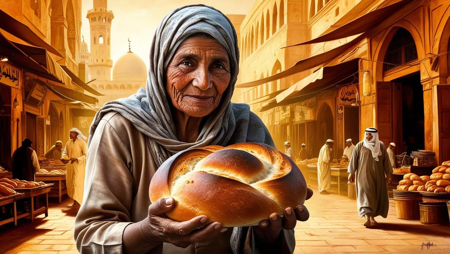 seorang ibu menjual roti